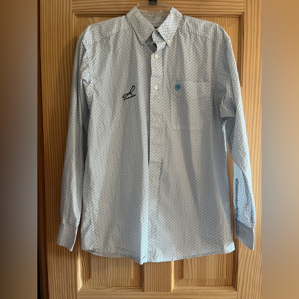 Ariat Men’s‎ Blue and White Long Sleeve Shirt Size Medium